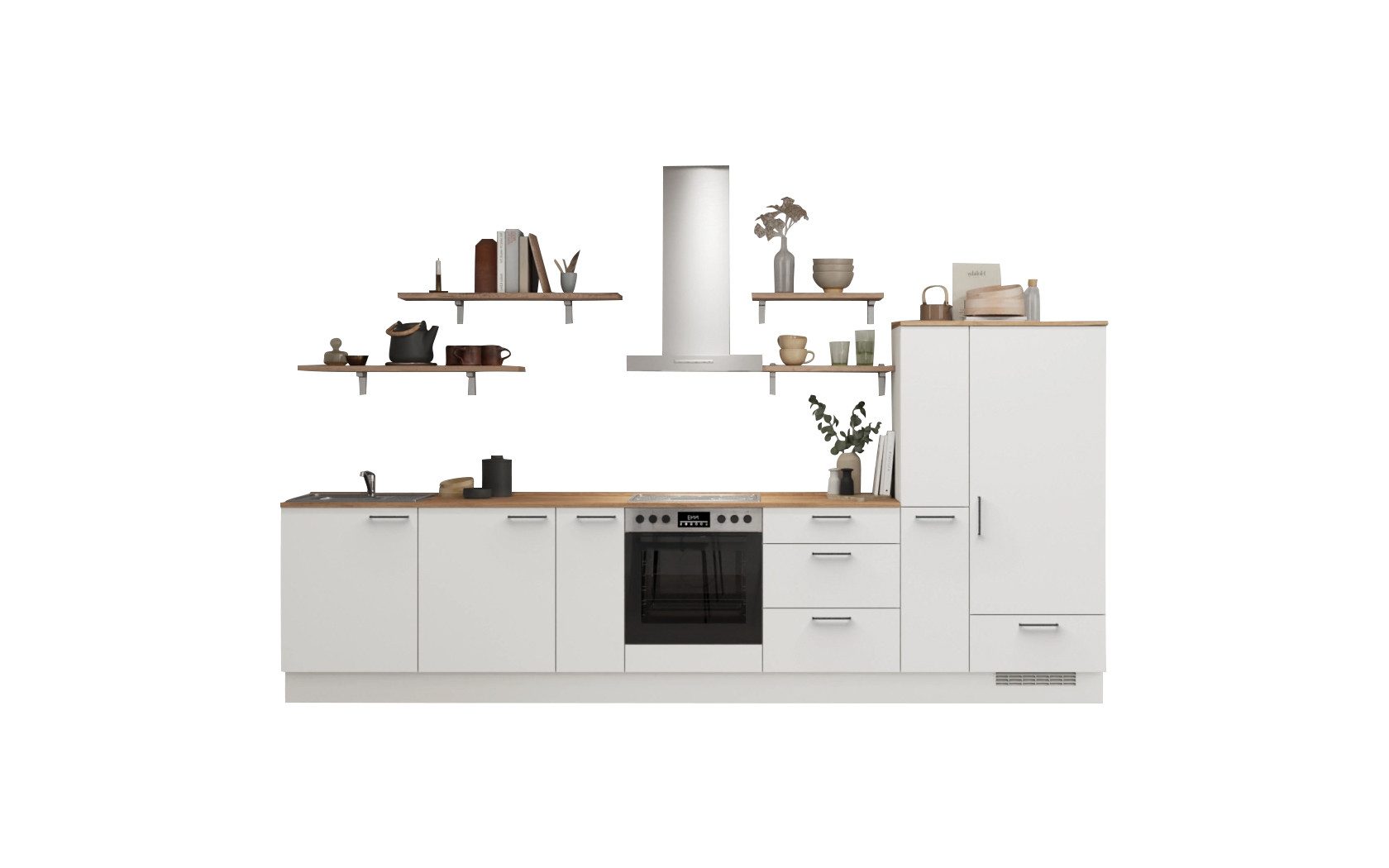 nobilia® Küchenzeile Ljus, individuell anpassbar, gratis Küchenplanung mit Profis, (Breite 360 cm), vormontiert, wahlw. mit E-Geräten, inkl. Lieferung