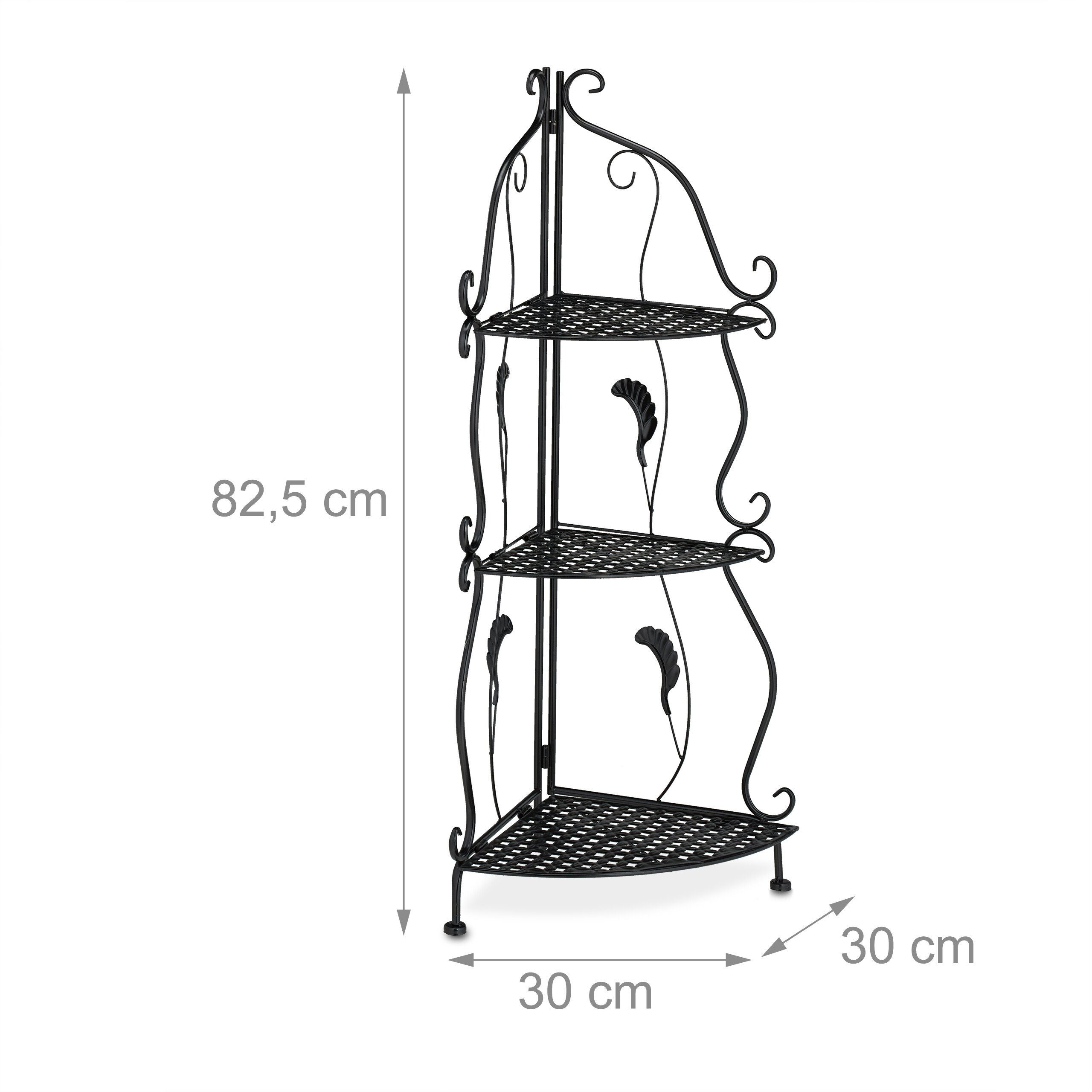 relaxdays Eckregal Metall Eckregal mit 3 Ablagen