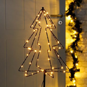 Meinposten LED-Lichterkette LED Gartenstecker Tannenbaum Weihnachtsbeleuchtung warmweiß, 6-Stunden-Timer