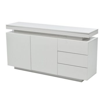 BlingBin Sideboard Modern Wohnzimmer Standschrank Kommode Anrichte Breite 140cm (2 Türen 3 Schubladen, mit LED Licht), mit Push-to-Open-Mechanismus