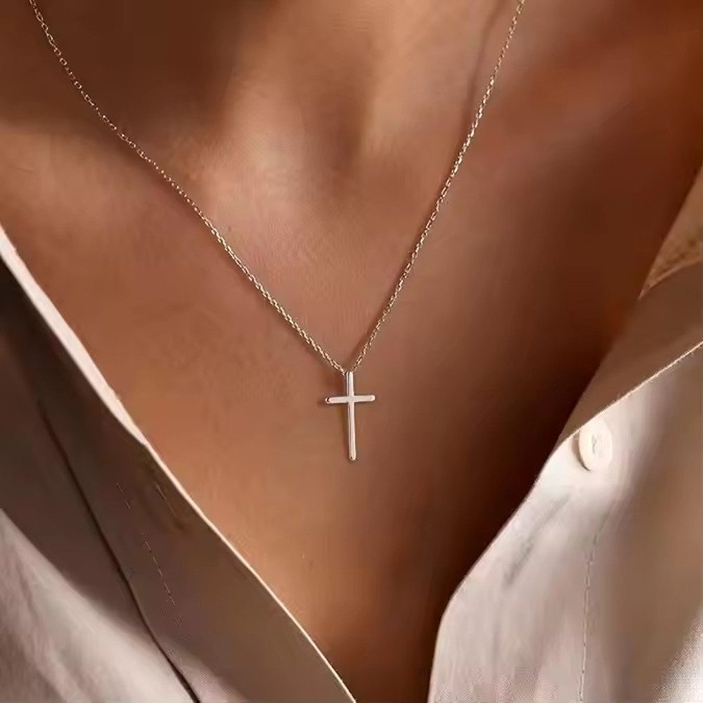 Kette mit Anhänger minimalistische Kette mit kleinem Kreuz Anhänger