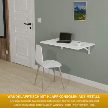 KDR Produktgestaltung Klapptisch 80x50 Wandklapptisch Esstisch Küchentisch Schreibtisch Wand Tisch, Weiß