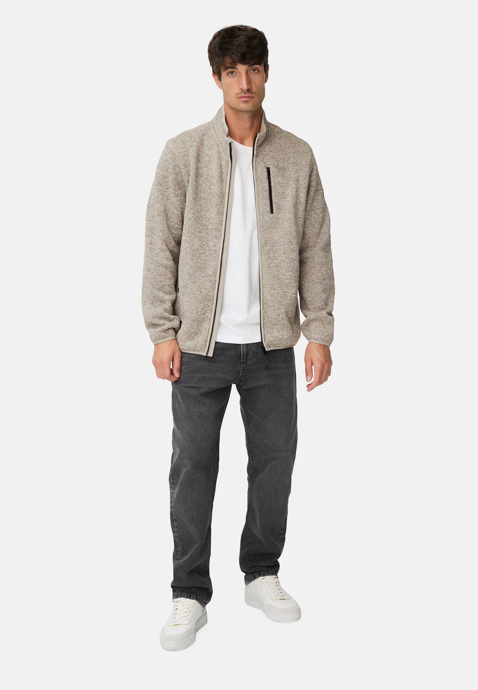 camel active Strickjacke mit Stehkragen Langarm Stehkragen