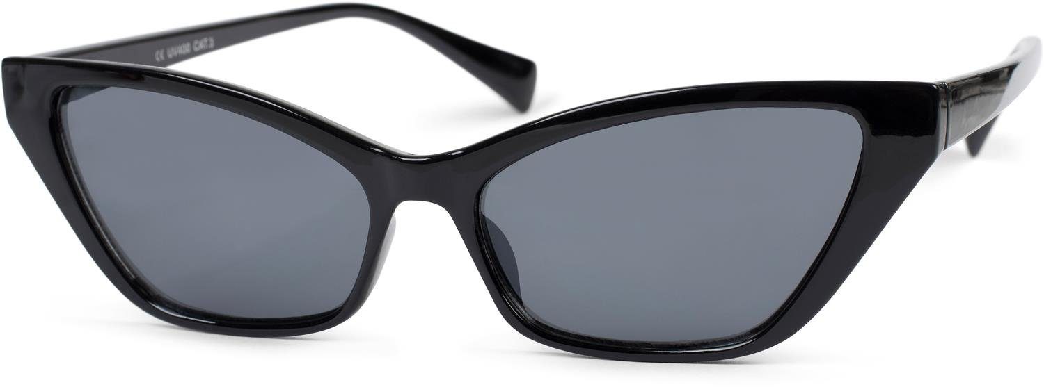 / styleBREAKER Grau getönt (1-St) Sonnenbrille Schwarz Glas Gestell Getönt