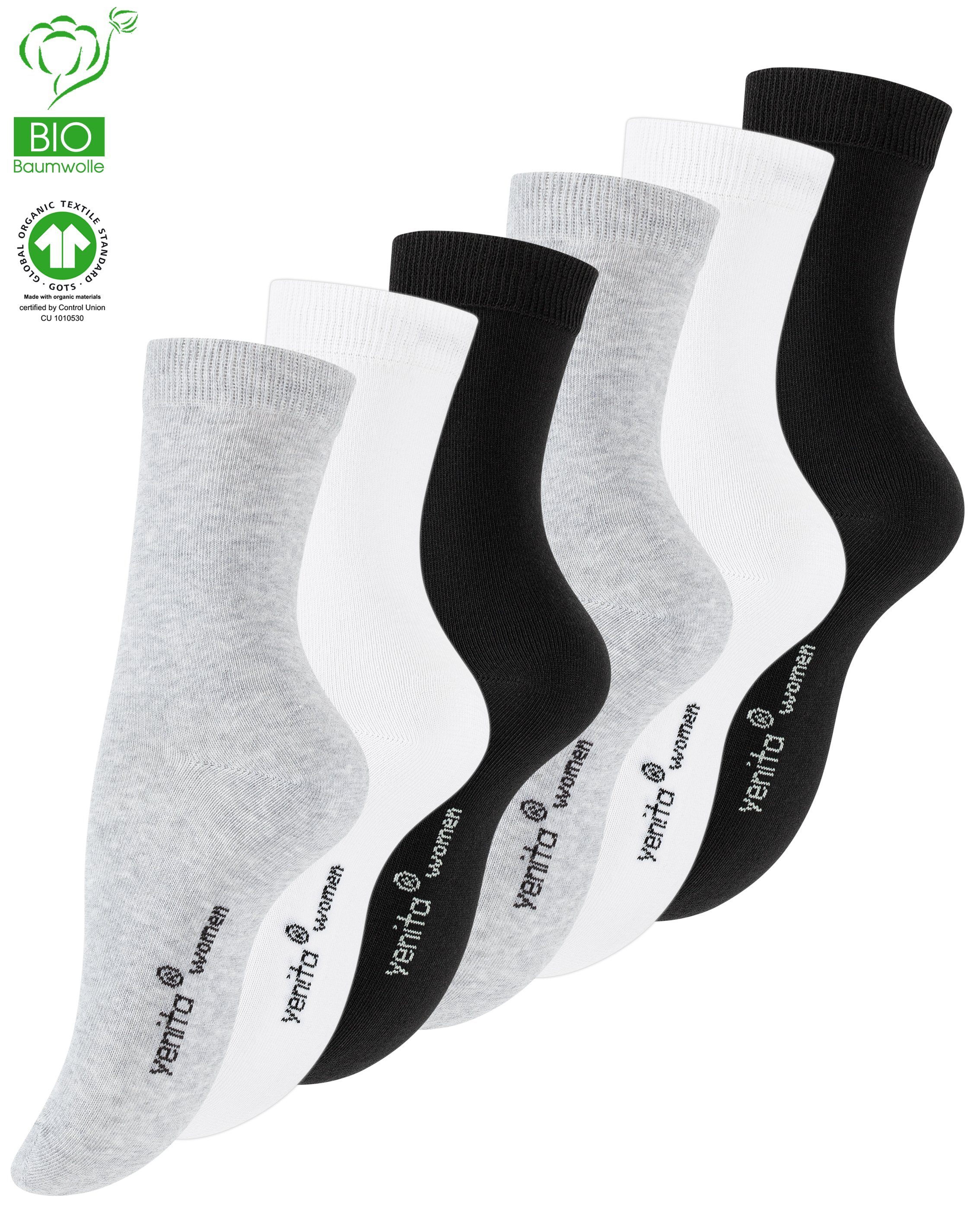 Yenita® Socken (6-Paar) in angenehmer Bio-Baumwollqualität gemischt