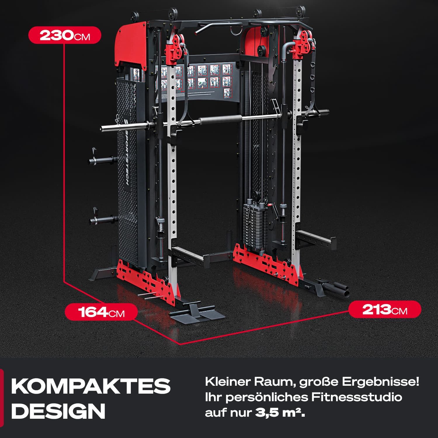 Sportstech Kraftstation SXM200, 100+ Übungsvariationen, zwei Gewichtsstacks à 70kg, Ganzkörpertraining