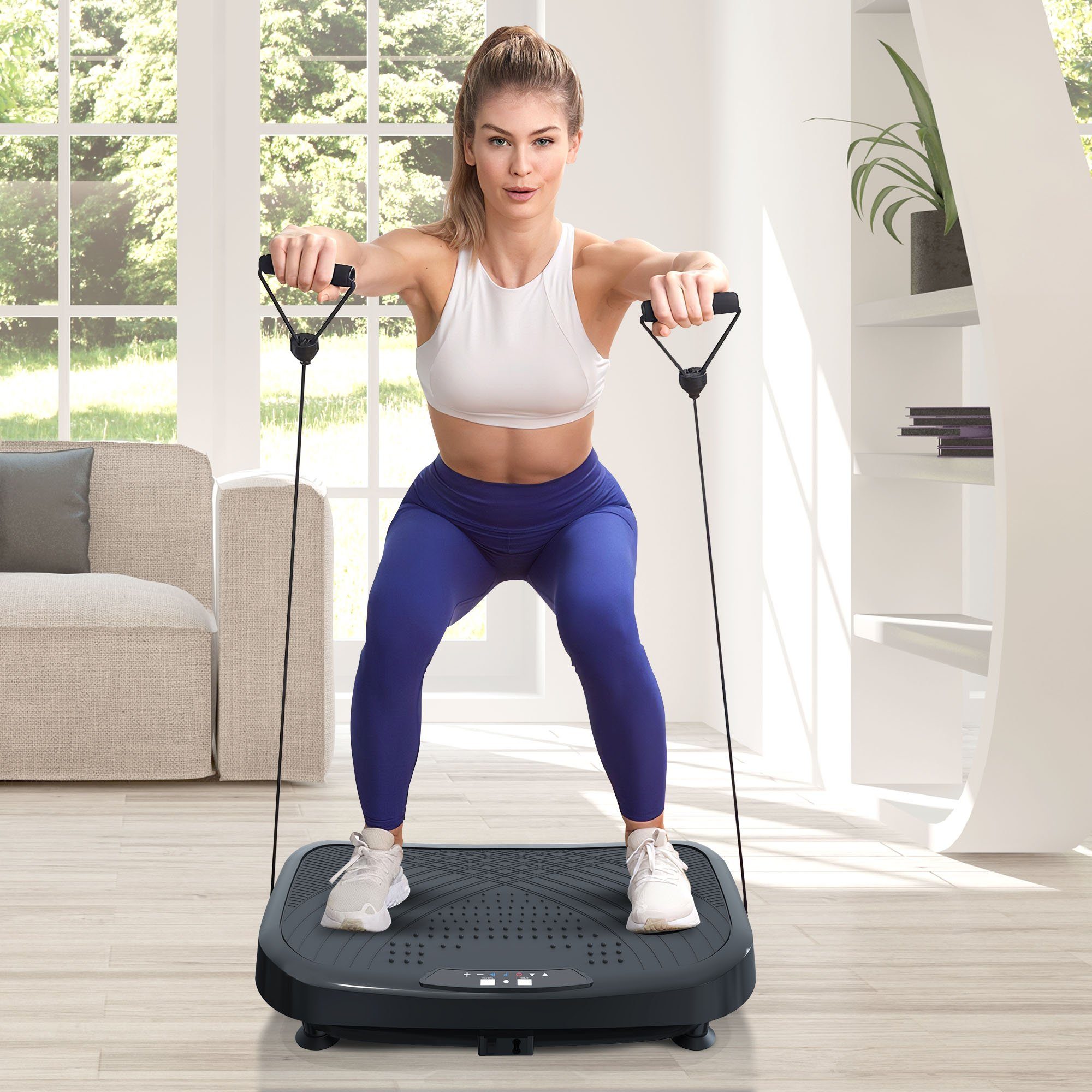 Merax Vibrationsplatte, 200 W, inklusive Trainingsbänder und Fernbedienung