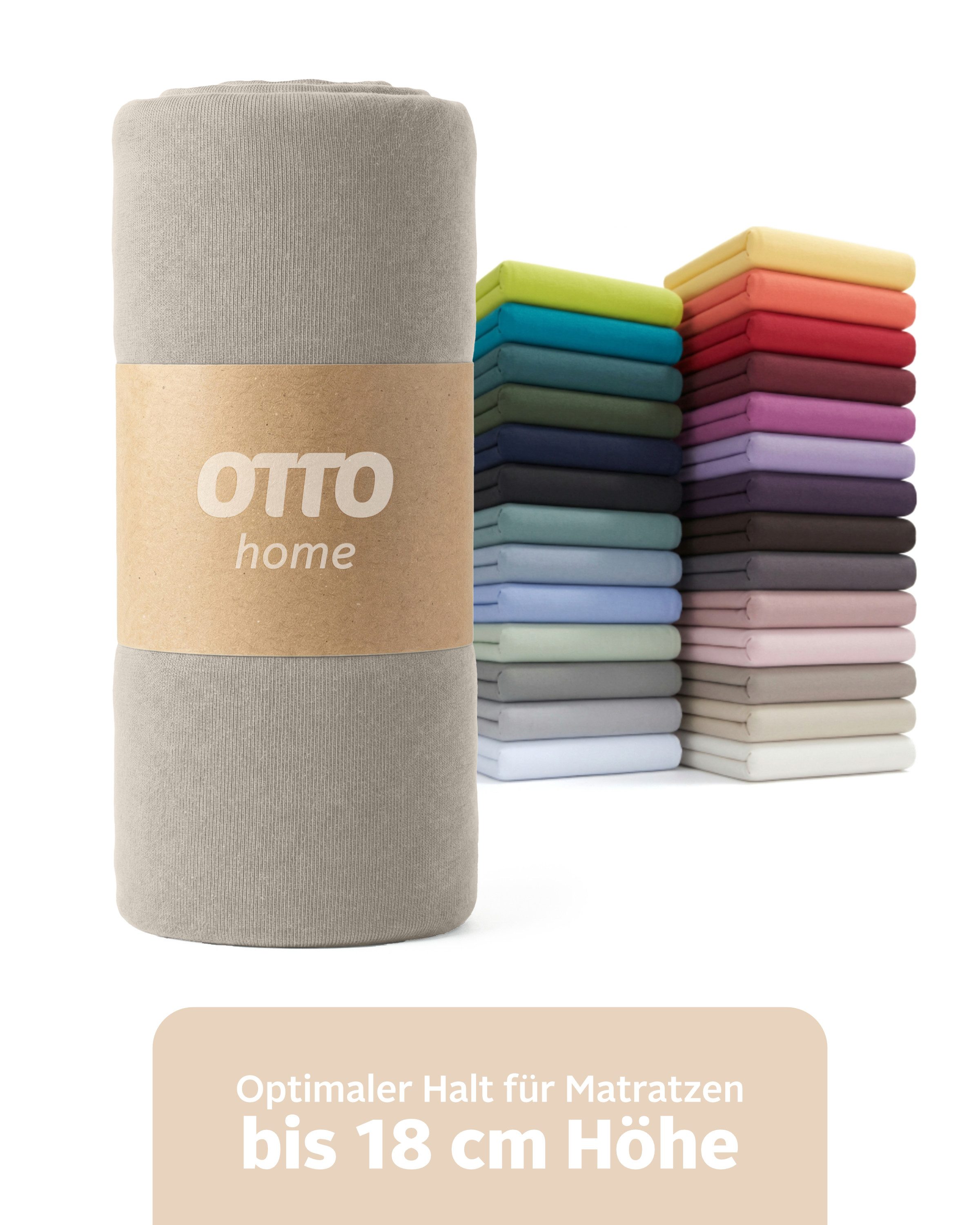 OTTO home Spannbettlaken PHYSALIS in BASIC und PREMIUM Qualität, 100% Baumwolle, Jersey (110 g/m), Gummizug: rundum, (1 Stück), für Matratzen bis 18 cm Höhe, Bettlaken, Spannbetttuch, pflegeleicht