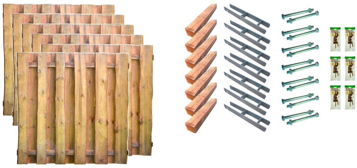 Tetzner & Jentzsch Bohlenzaun Seattle 4, (Set), 6 Elemente, LxH: 1143x180 cm