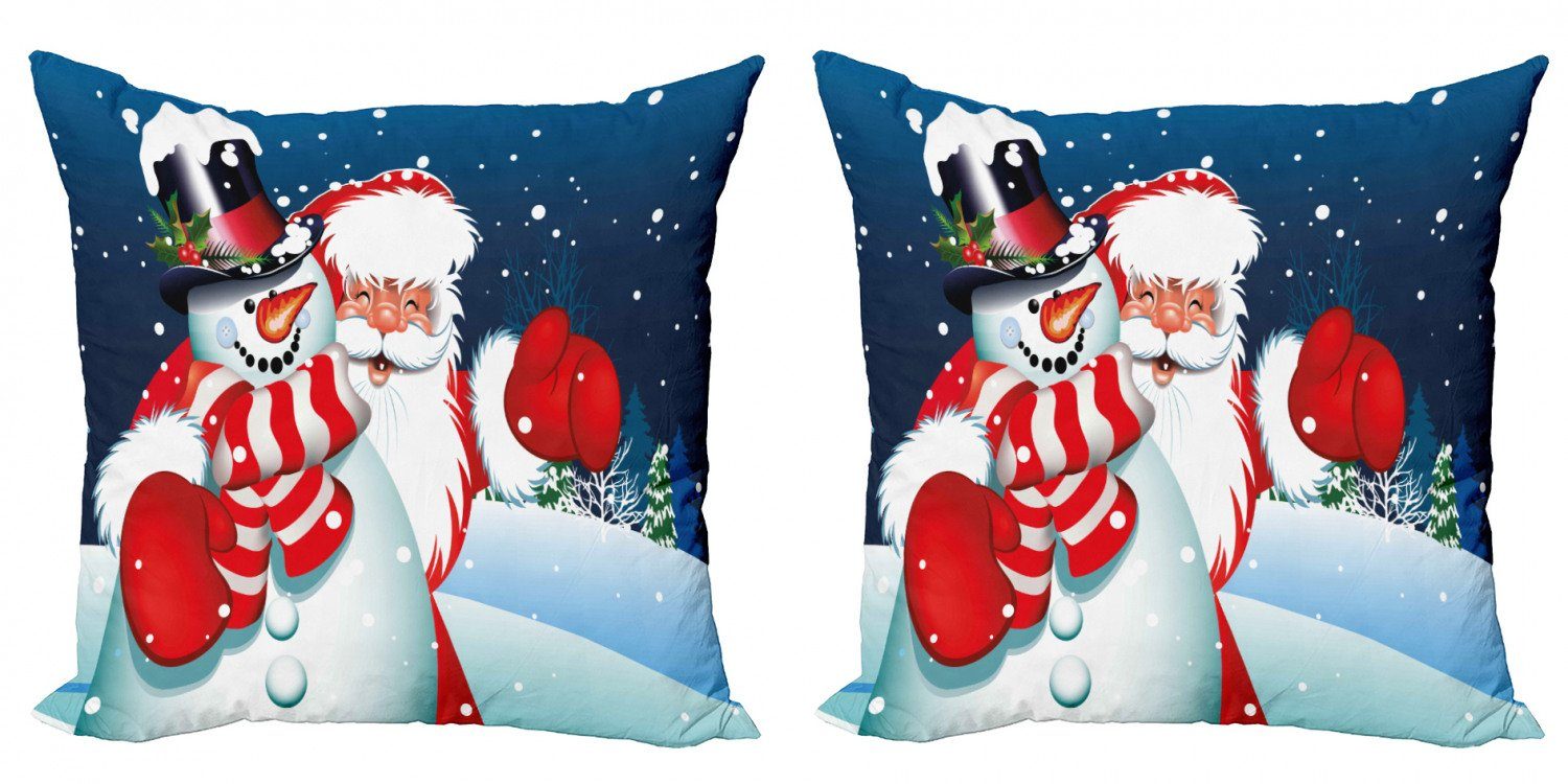 Doppelseitiger Kissenbezüge Accent Weihnachten Sankt-Schneemann Hug Modern (2 Abakuhaus Stück), Digitaldruck,