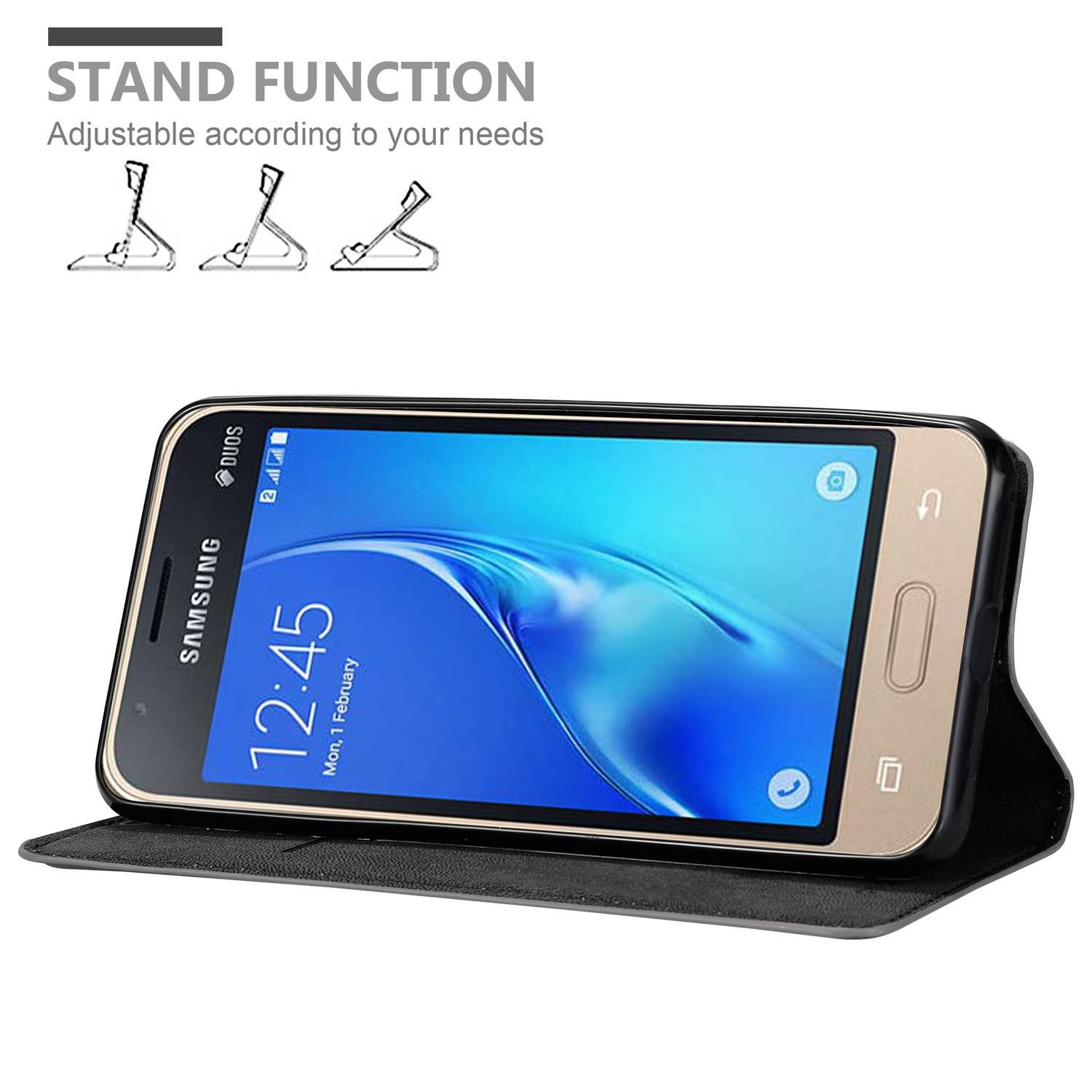 Cadorabo Handyhülle für Samsung Galaxy J1 MINI Hülle Samsung Galaxy J1 MINI, Hülle Schutzhülle mit Standfunktion, Magnetverschluss und Kartenfach