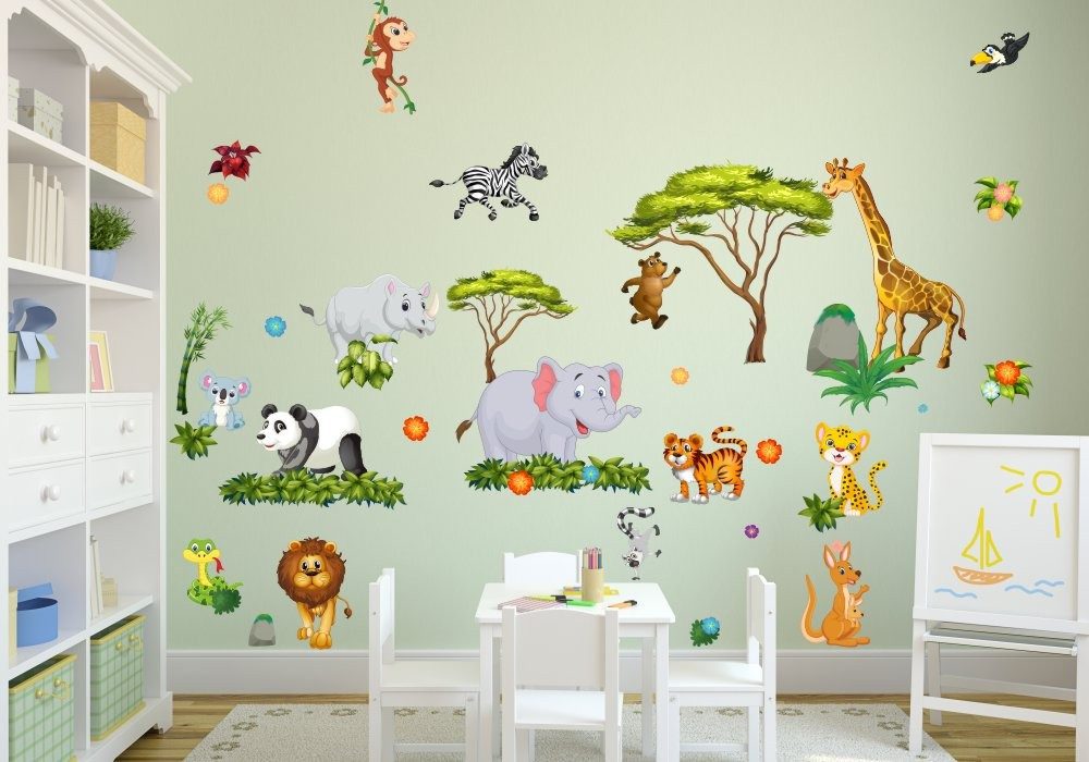 nikima Wandtattoo 060 Wandtattoo Dschungel Tiere - 750 x 420 mm (PVC-Folie) günstig online kaufen