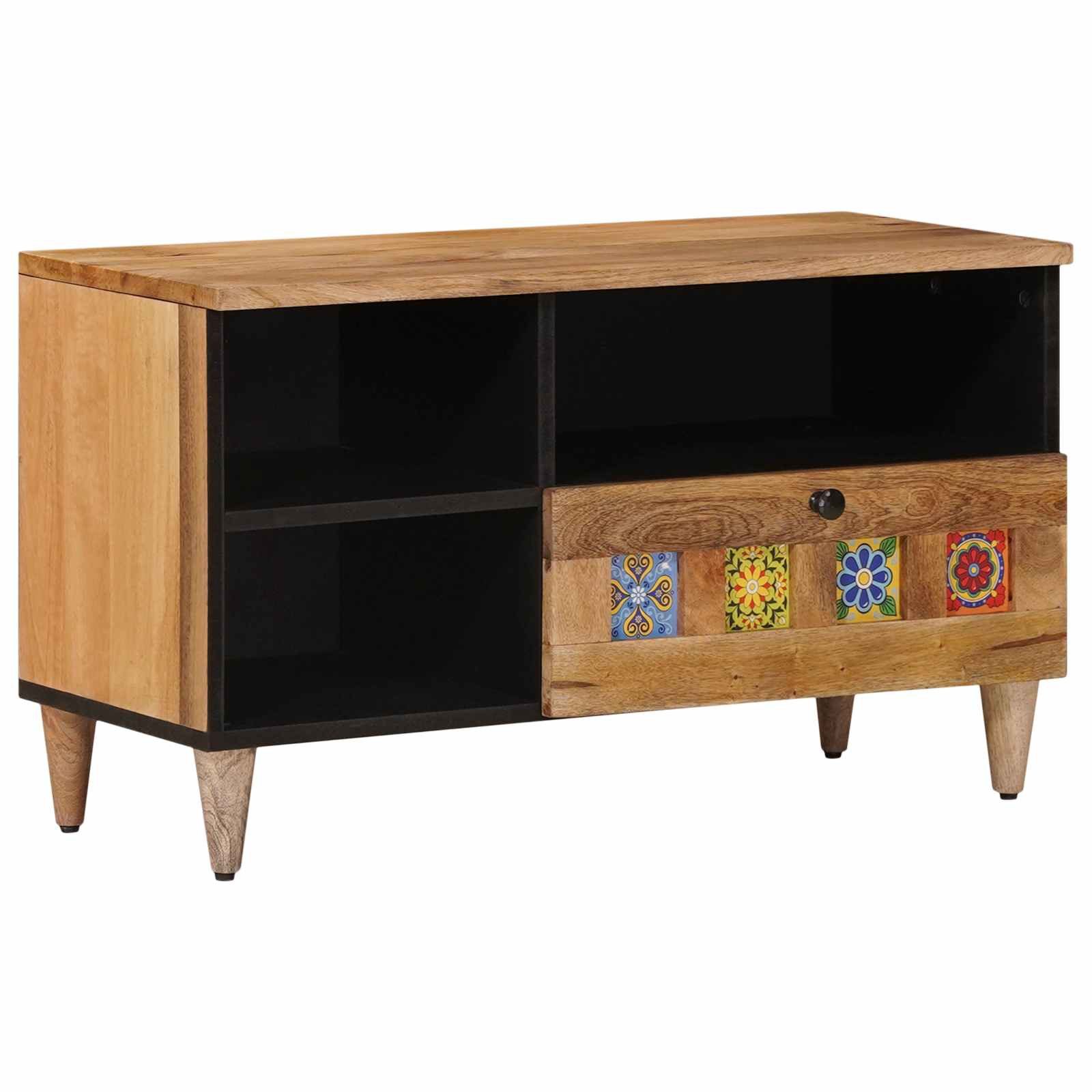 vidaXL TV-Schrank TV-Schränk mit Regal Natur 80 x 33 x 46 cm Massivholz (1-St)