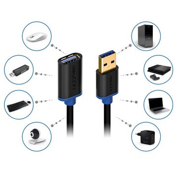 deleyCON deleyCON 2m USB3.0 Verlängerungskabel 5Gbit USB A-Stecker zu A-Buchse USB-Kabel