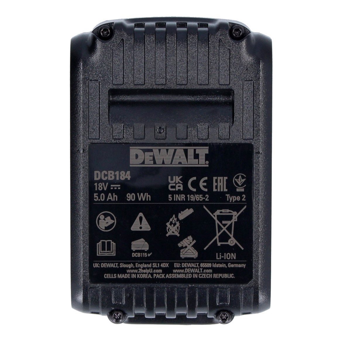 DeWalt DCB 184 P4 Akkupack 18 V 5,0 Ah / 5000 mAh 4 Stk. XR Li-Ion Akku Akkupacks