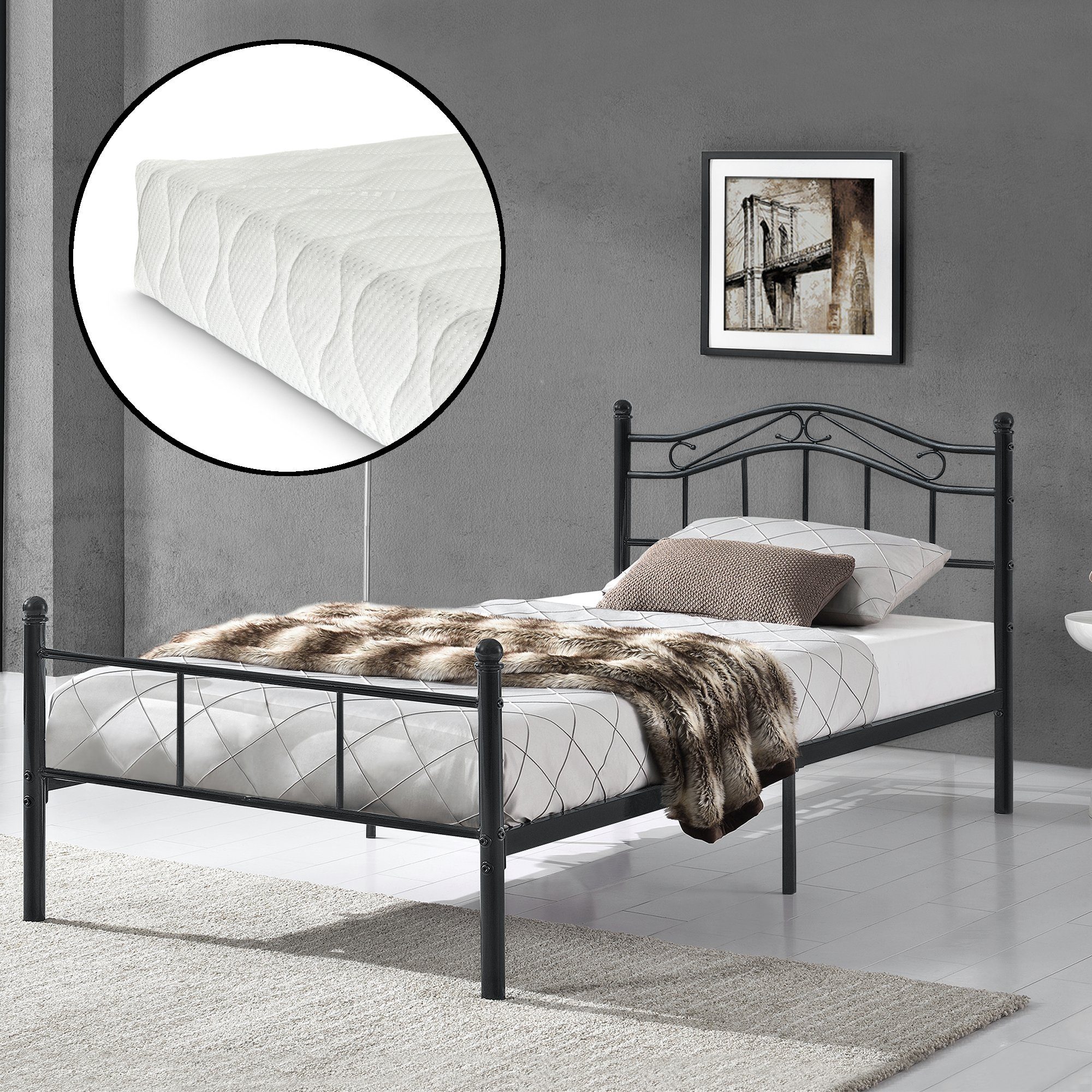 en.casa Metallbett, »Damur« - schwarz - günstig online kaufen