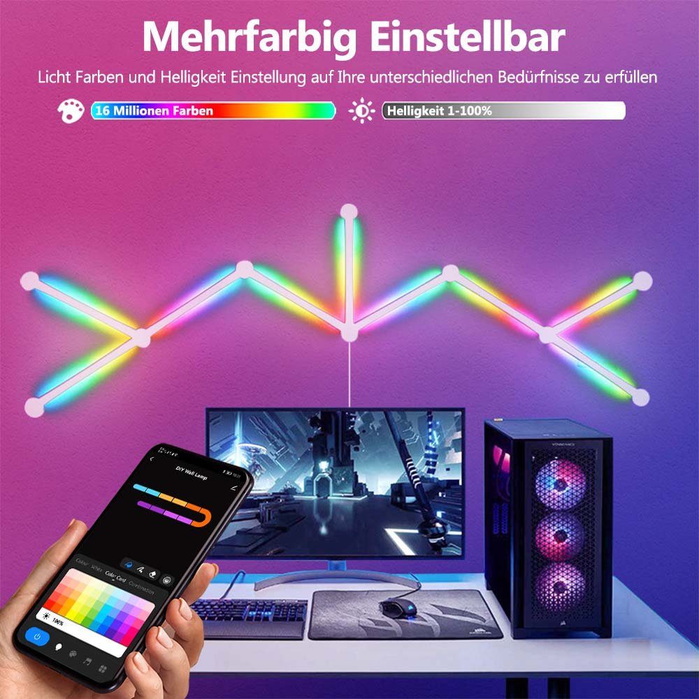 Rosnek LED Wandleuchte WiFi, Smart, Musiksynchronisation RGB, Party dimmbar, für RGB, Spielzimmer Deko
