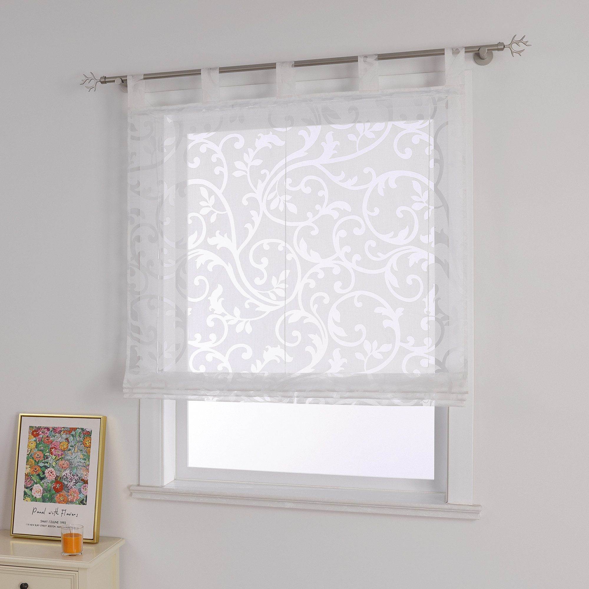 Joyswahl Raffrollo Rankenmuster des Ausbrenner, mit Schlaufen, Gardinenstan günstig online kaufen