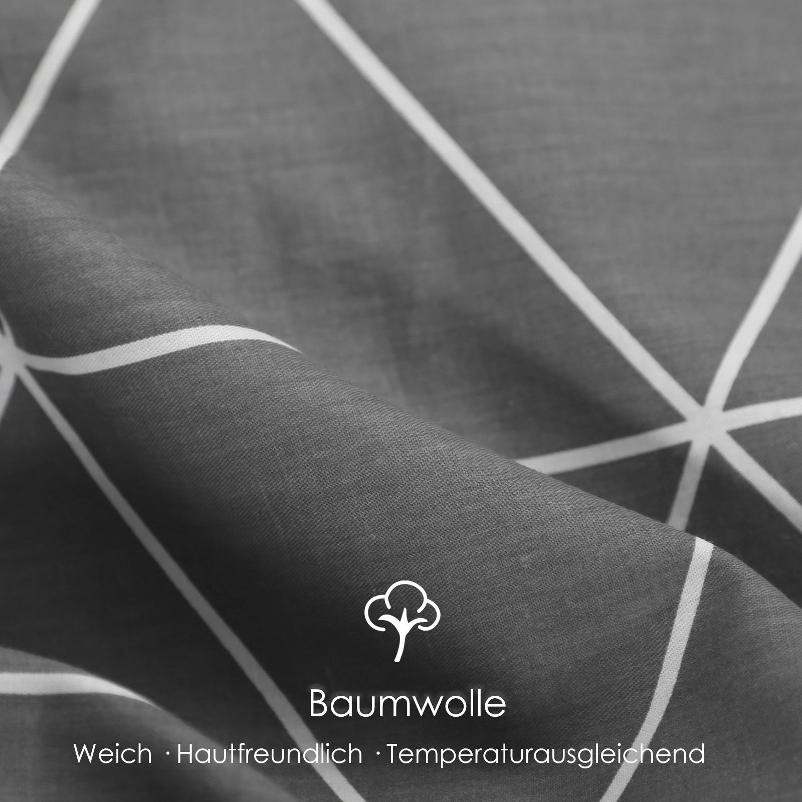 KEAYOO Bettwäsche Linienmuster aus Dreiecken, 2 teilig, Grau Bettwäsche Bau günstig online kaufen