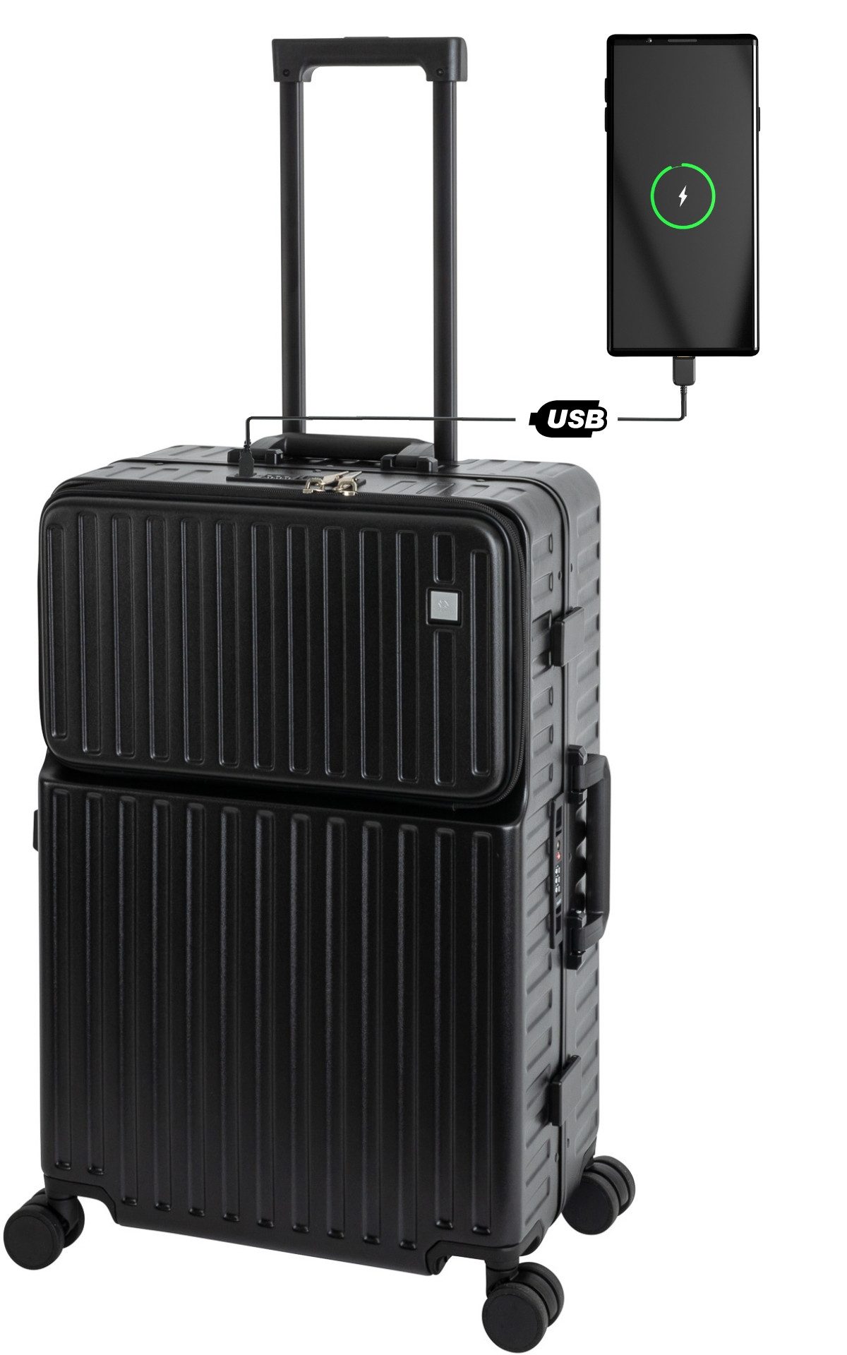 Travelhouse Hartschalen-Trolley Roma, 4 Rollen, mit USB und Getränkehalter günstig online kaufen