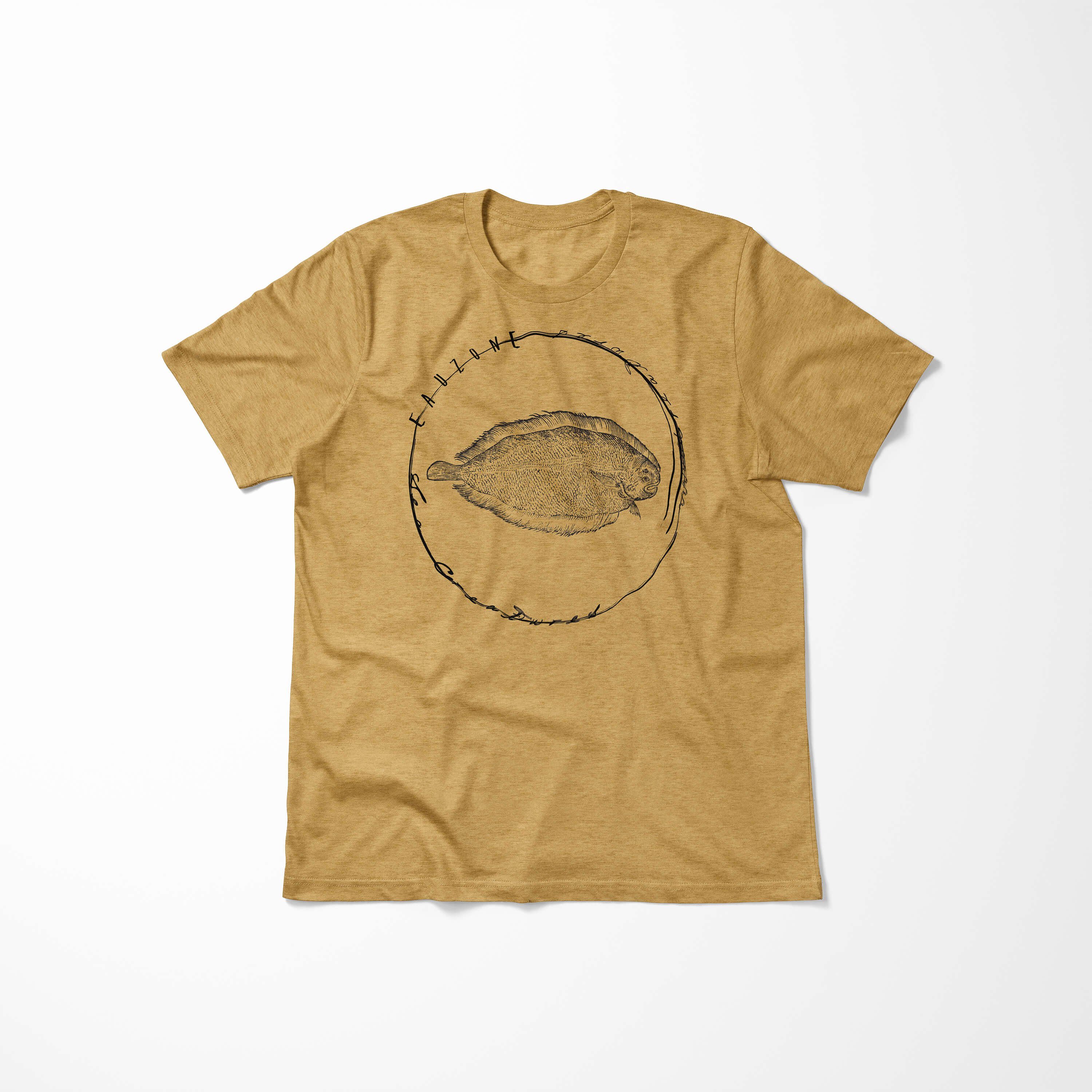 und Sinus - Tiefsee Gold sportlicher / Sea T-Shirt feine Schnitt Creatures, Fische 079 Serie: Art Struktur Antique Sea T-Shirt