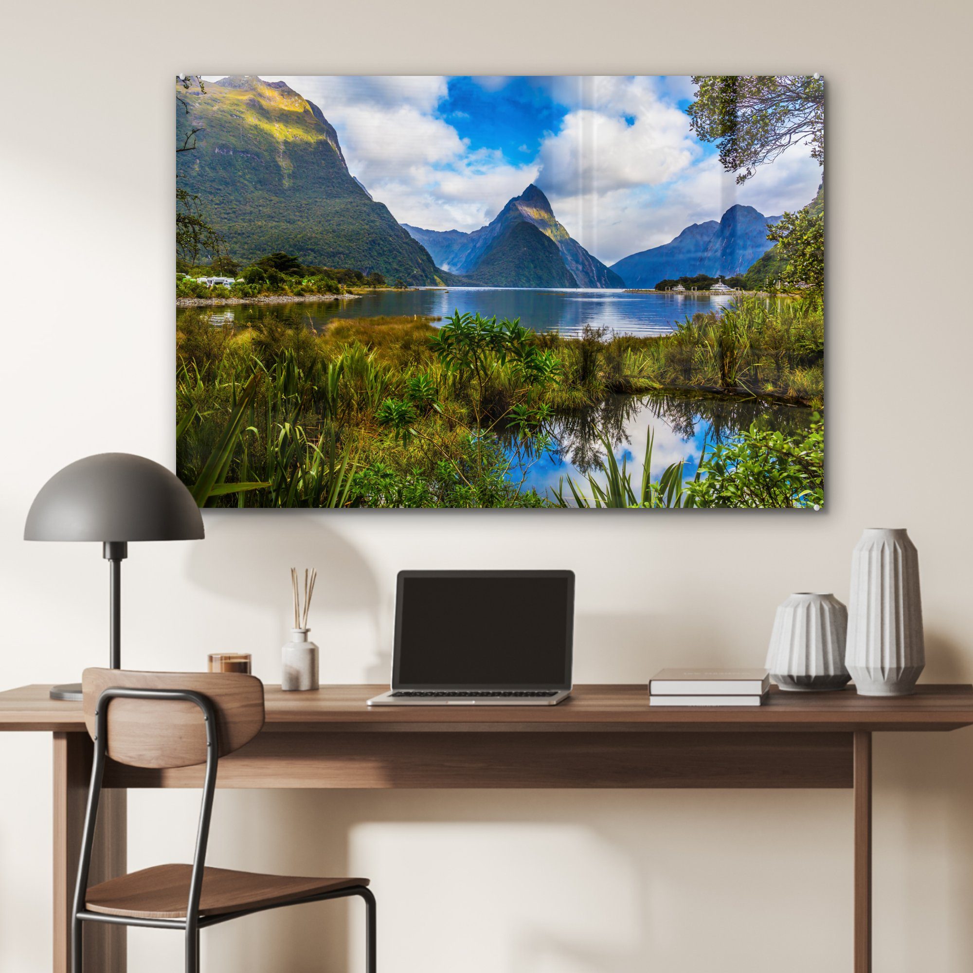 Neuseeland Wohnzimmer (1 MuchoWow Acrylglasbilder Tropisch, St), Schlafzimmer - Berge - & Acrylglasbild