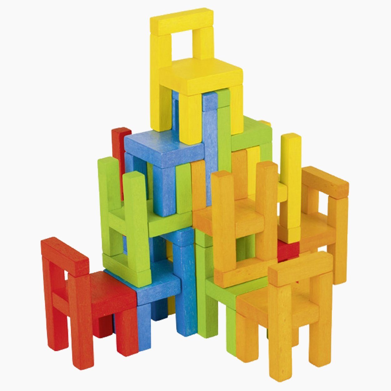 goki Stapelspielzeug Balancier- & Stapelspiel Stühle, (packung, 24-tlg), Schöner Spielspass für die Feinmotorik