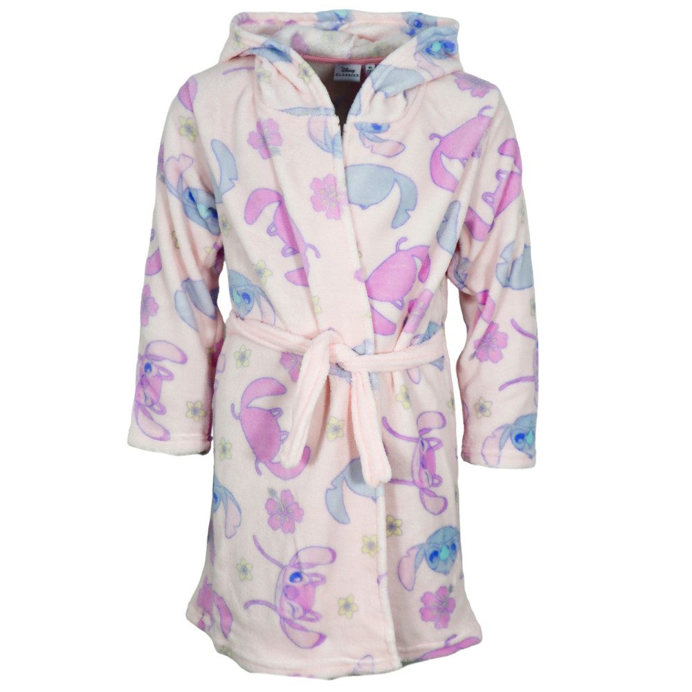 Disney Kinderbademantel Disney Lilo und Stitch Kinder Coral Bademantel mit Kapuze, langarm, Polyester, Kapuze, Gr. 98 bis 128
