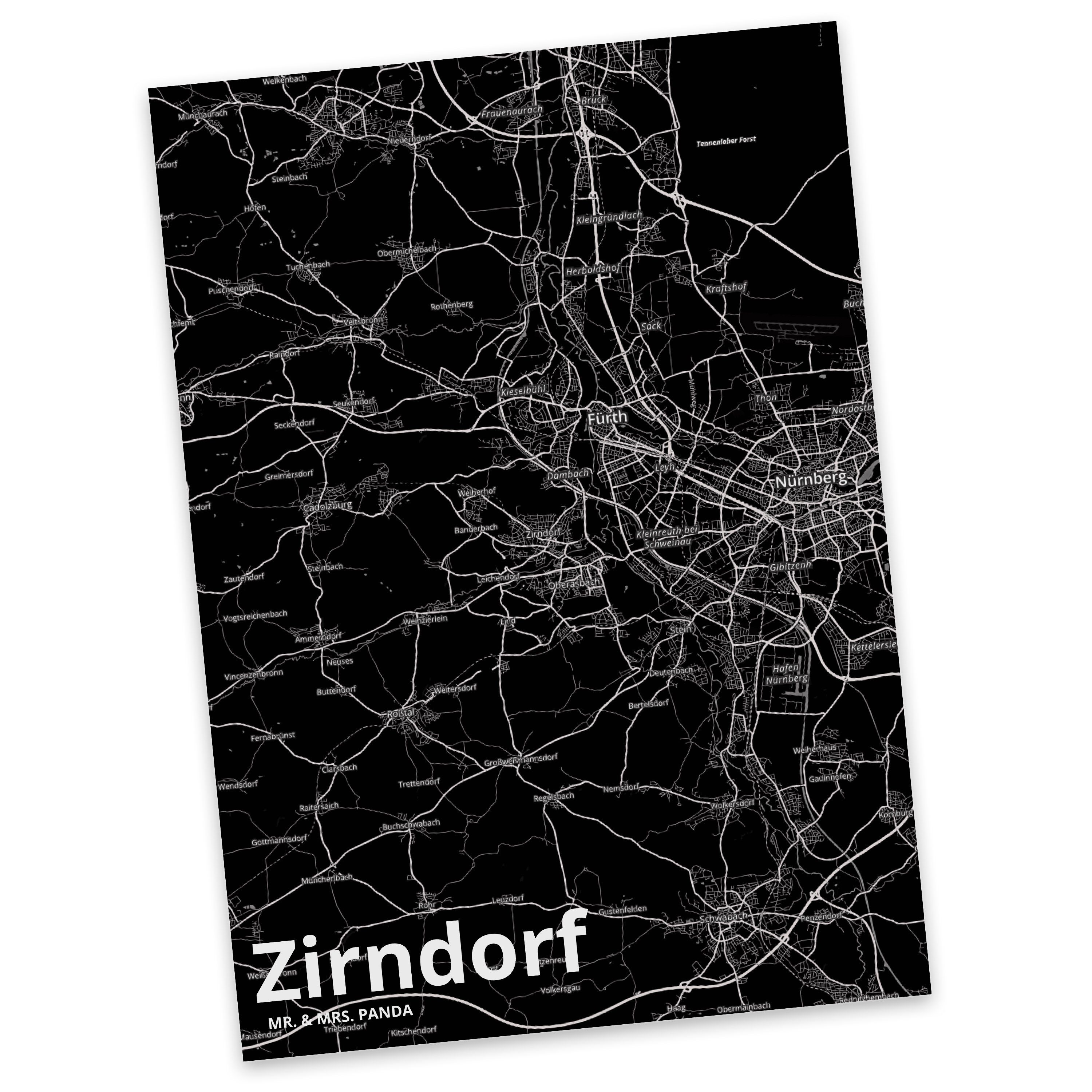 Mr. & Mrs. Panda Postkarte Zirndorf - Geschenk, Dankeskarte, Stadt Dorf Karte Landkarte Map Stad