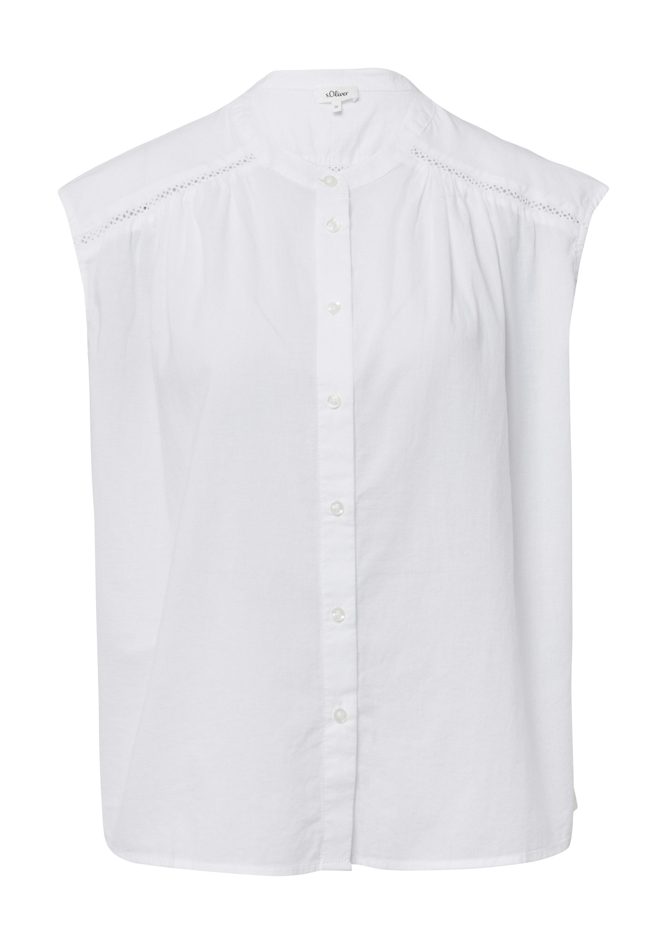 s.Oliver Blusentop Bluse Weites Blusentop mit Raffung und Spitzen-Detail günstig online kaufen