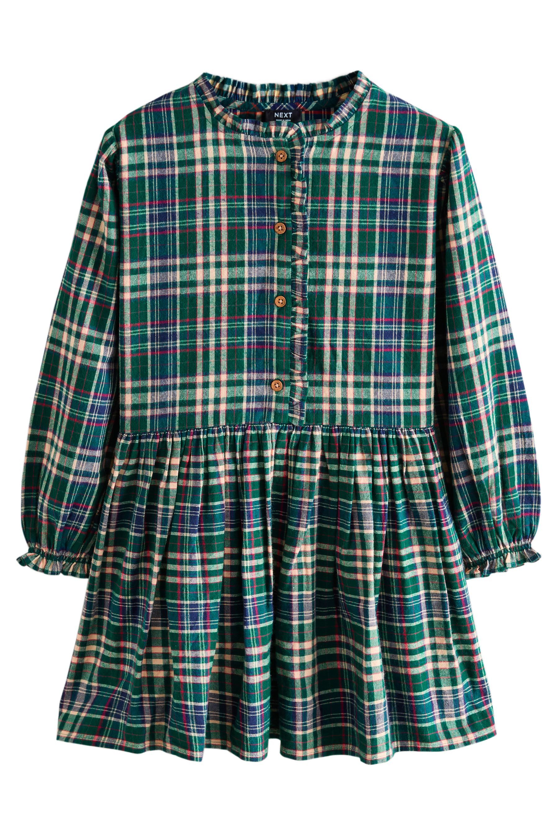 Next Hemdblusenkleid Kleid mit Knopfleiste und Karomuster (1-tlg)