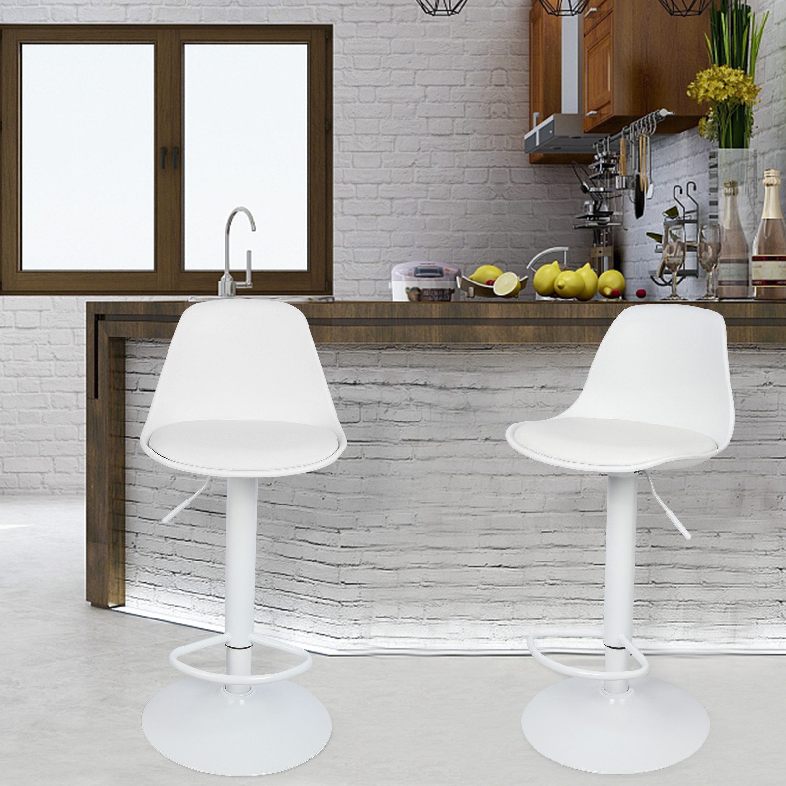 JEOBEST Barhocker Barstühle Bar Stool Küchenstühle Tresenstuhl mit Rückenlehne (Set, 2 St), Kunstleder Barstuhl mit Lehne Küchen, Höhenverstellbar – Bild 4 von 5