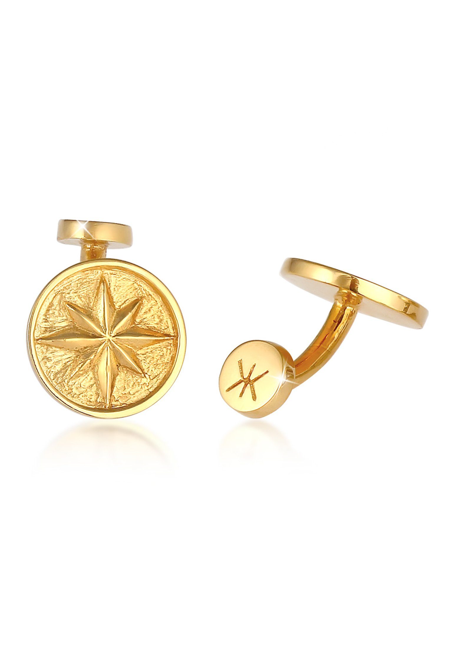 Kuzzoi Manschettenknöpfe Kompass Windrose Maritime Massiv 925 Silber, Kompass