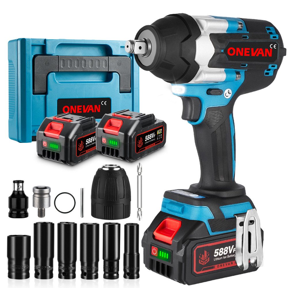 ONEVAN Akku-Schlagschrauber 1/2" Bürstenloser Schlagschrauber mit 2x Batter günstig online kaufen