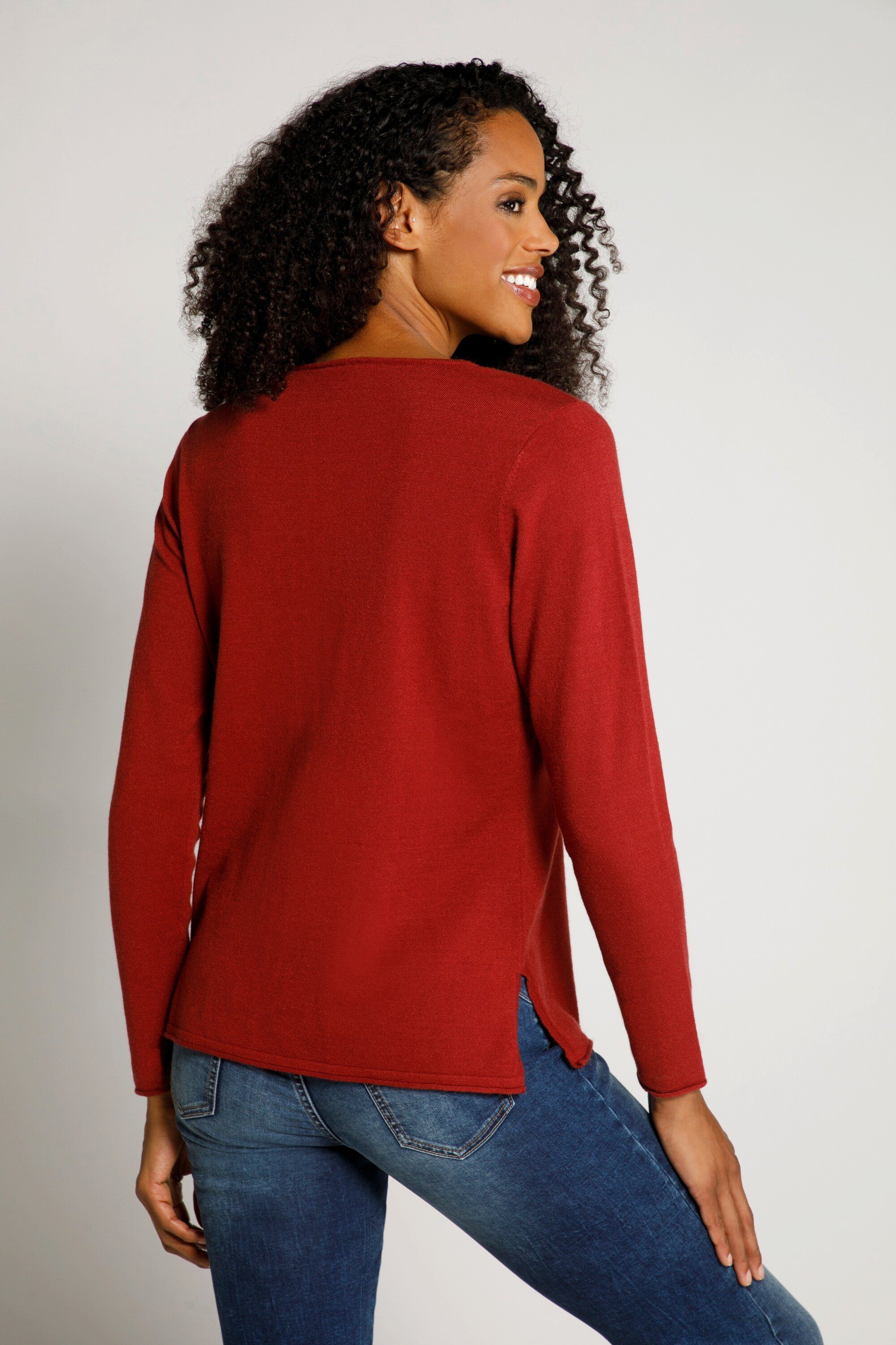 Gina Laura Strickpullover Pullover V-Ausschnitt Biese Langarm