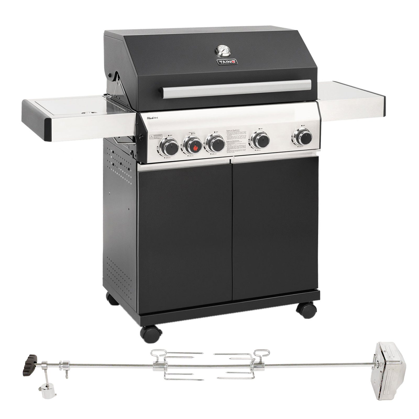 TAINO Gasgrill TAINO BLACK 4+1 Set mit Drehspieß