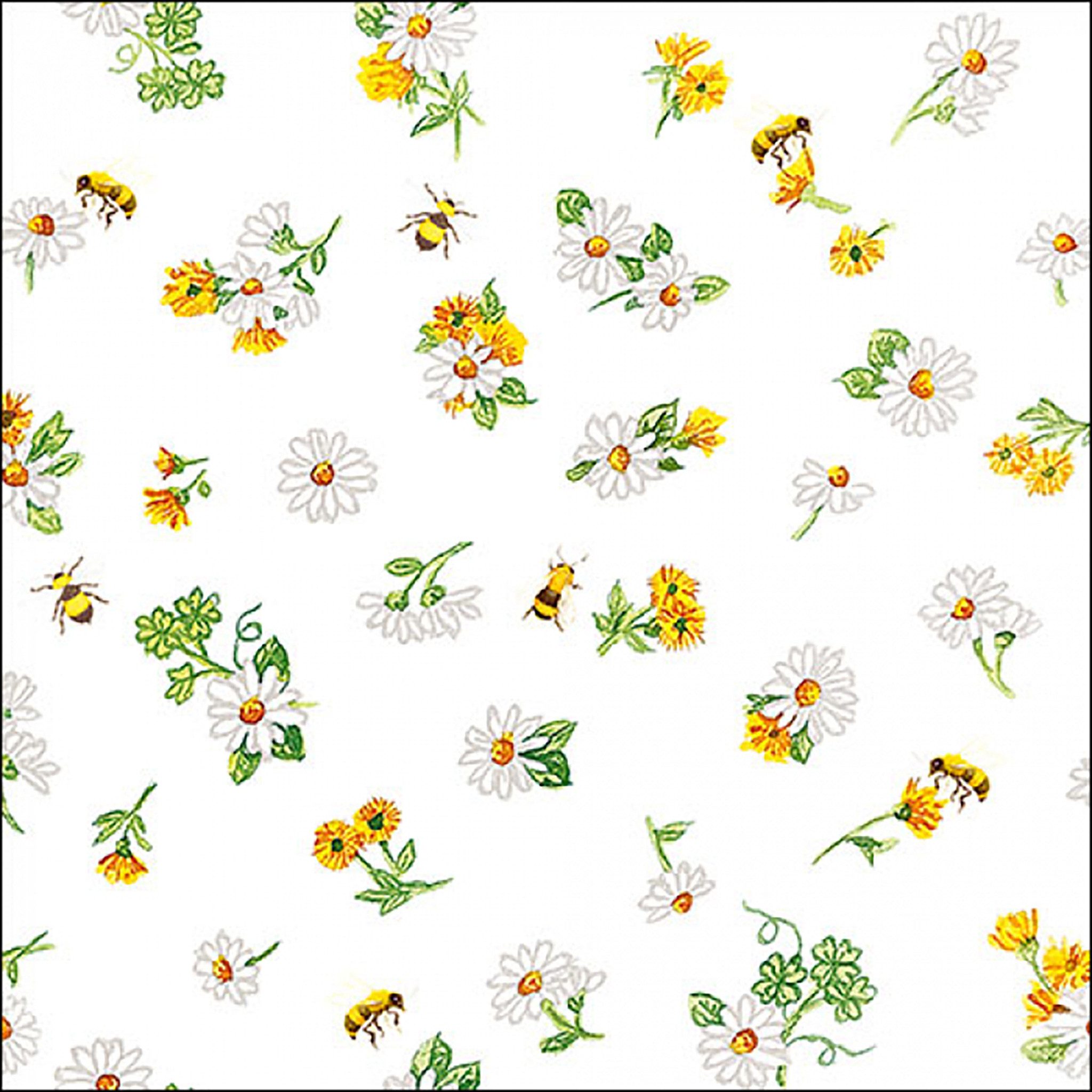 Ambiente Luxury Paper Products Papierserviette, Servietten Papier 33x33cm 3-lagig mit Gänseblümchen Motiv 20 Stück
