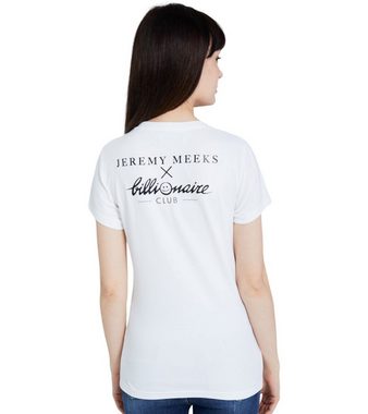 JEREMY MEEKS Rundhalsshirt JEREMY MEEKS x Billionare Club Damen Kurzarm-Shirt Vanessa mit Rückenprint Sommer-Shirt Weiß