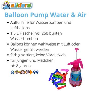 alldoro Wasserbombe 60200, Wasserbombenpumpe für Luft & Wasser, inkl. 250 Ballons