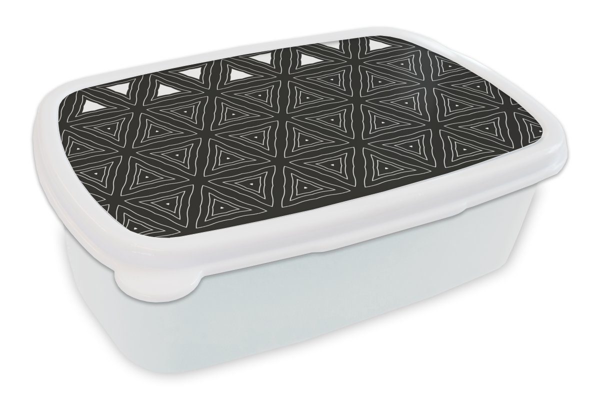 MuchoWow Lunchbox Geometrie - Gestaltung - Mosaik, Kunststoff, (2-tlg), Brotbox für Kinder und Erwachsene, Brotdose, für Jungs und Mädchen weiß
