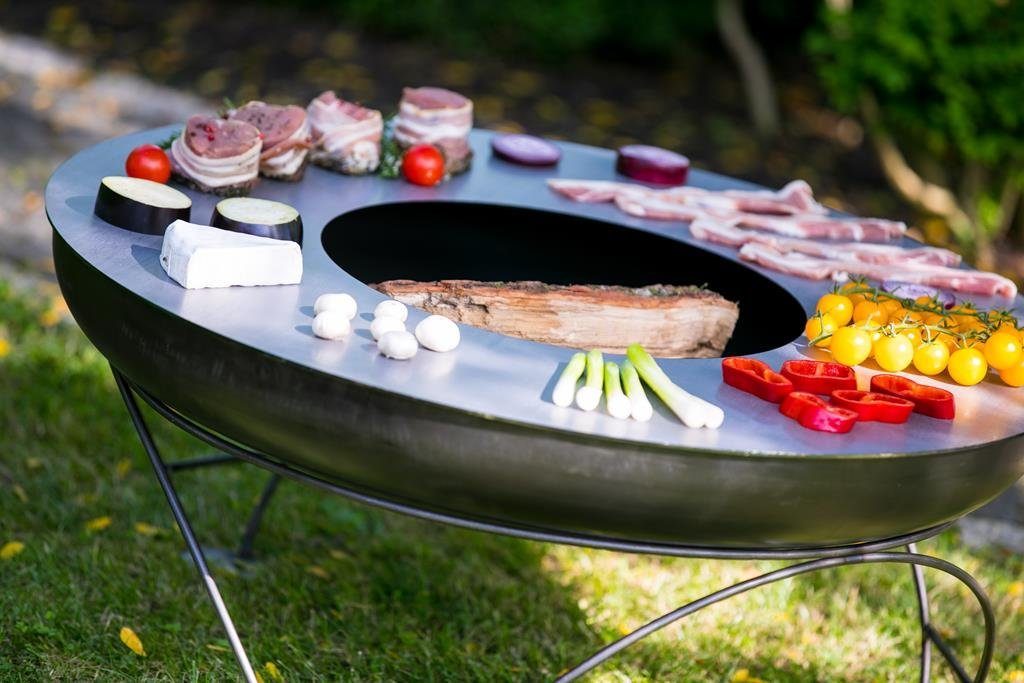 Farmcook Grillplatte Bratplatte Grillplatte Feuerplatte für Feuerschale Ã˜ 81 CM, die perfekte Lösung für Outdoor-Kochbegeisterte