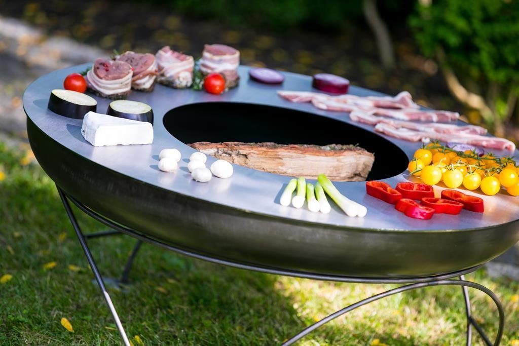 Farmcook Grillplatte Bratplatte Grillplatte Feuerplatte für Feuerschale Ø 81 CM, die perfekte Lösung für Outdoor-Kochbegeisterte