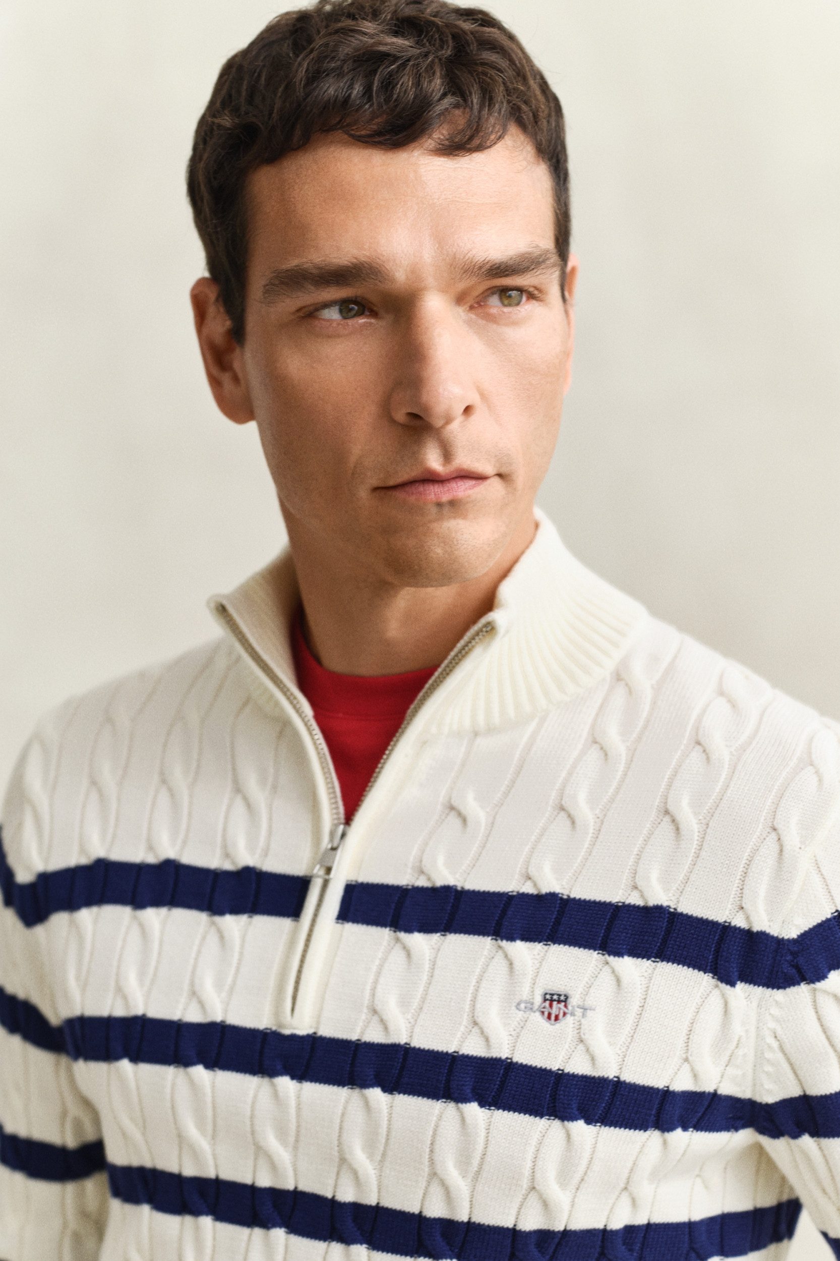 Gant Troyer Gestreifter Zopfstrick-Troyer - Regular Fit