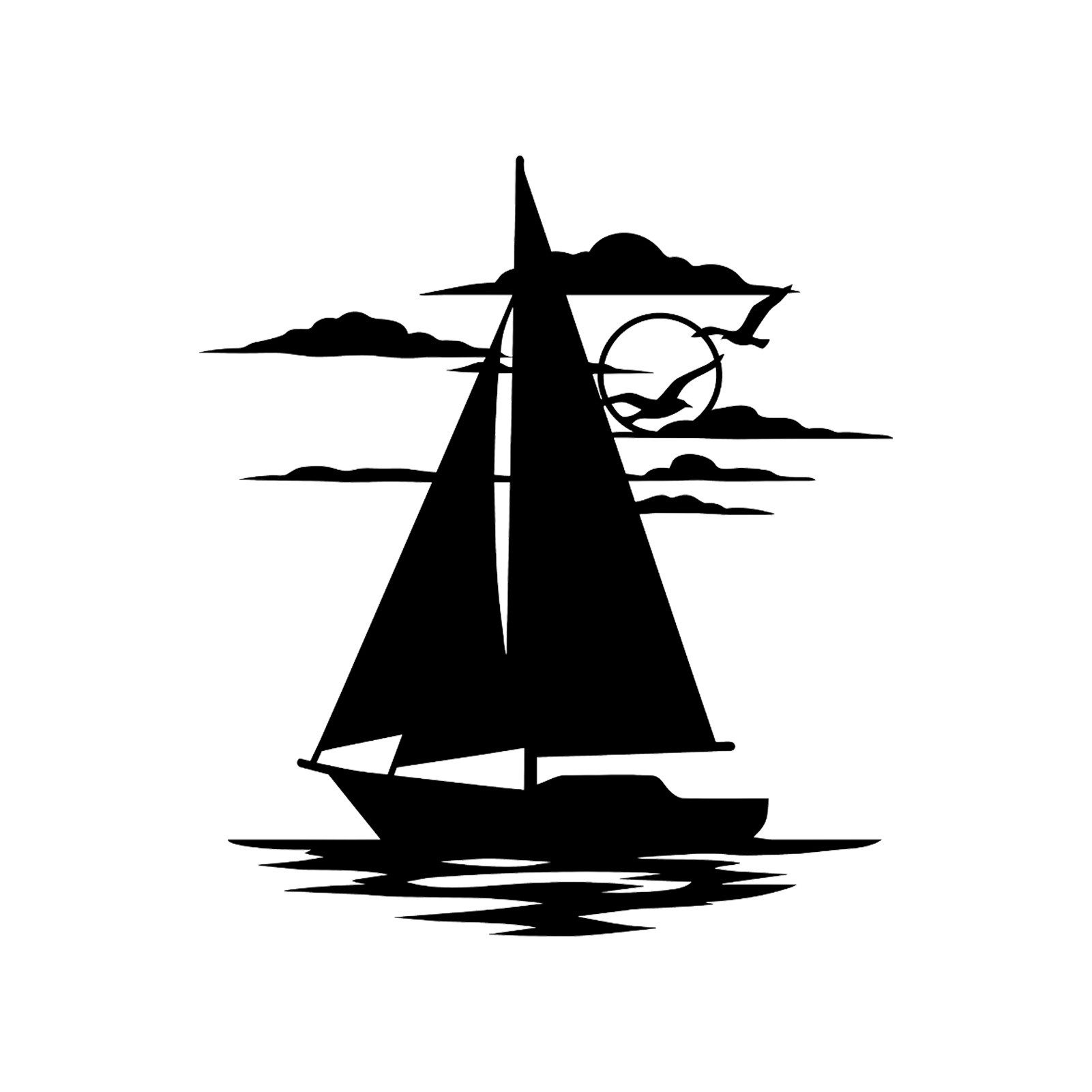Jumpeak Wanddekoobjekt Segelschiff Wanddeko,Maritime Sonnenuntergang,Möwen und Wolken,Linien, Metall,4 Farben,2 Maße,Nautische Eisen,Geschenkidee,Küstenstil Deko