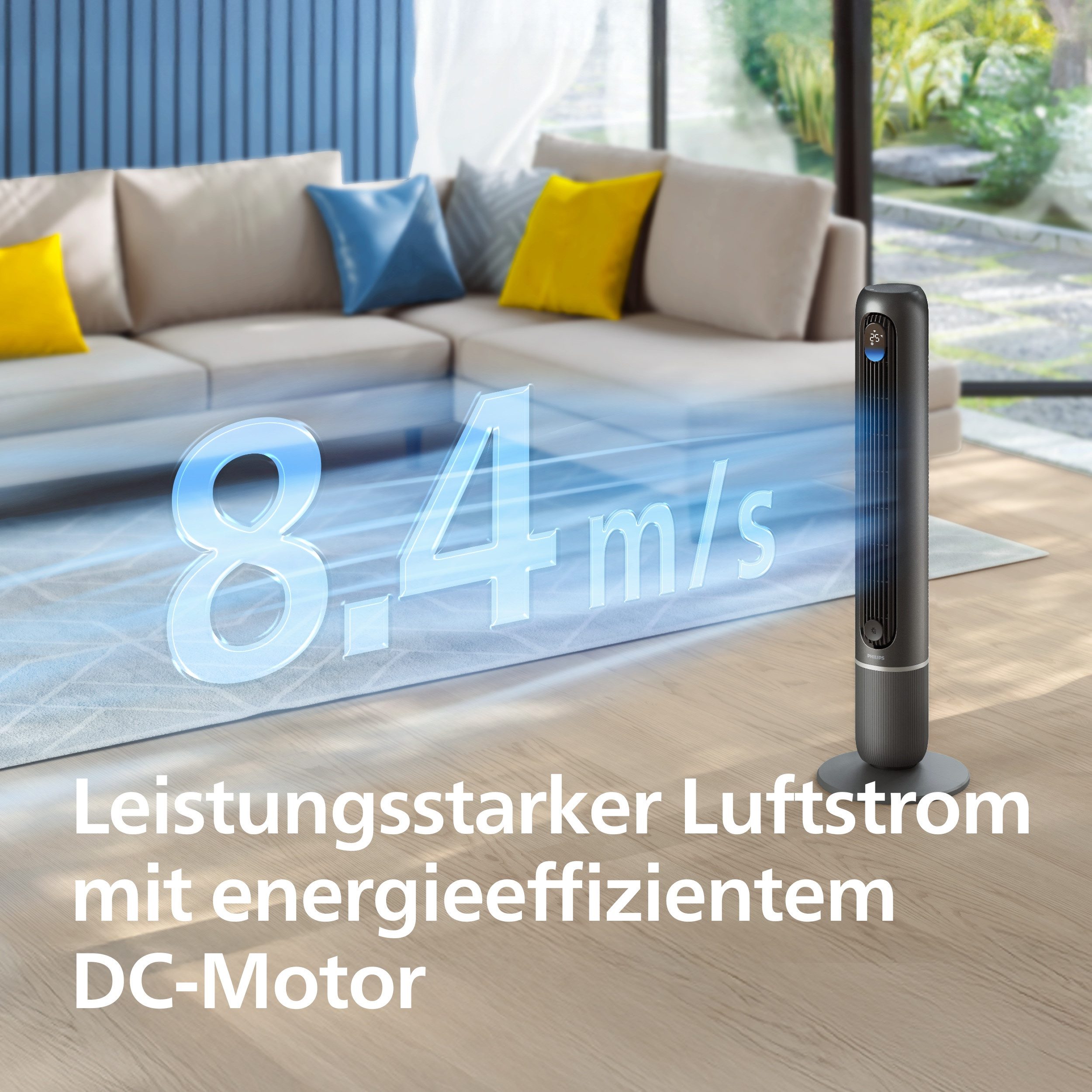 Philips Turmventilator CX7550 Serie 7000 mit 12 Geschwindigkeiten u. Aromatherapie-Zusatz, Oszillierend, besonders leise, mit DC-Motor, Timer u. Fernbedienung – Bild 3 von 5