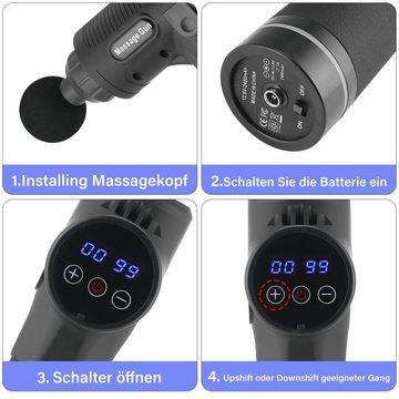 LOVONLIVE Massagegerät Massage Gun kabellose Akku Massagepistole für den ganzen Körper, Set 10-tlg., mit 8 Aufsätzen,leistungsstark, Aufbewahrungstasche