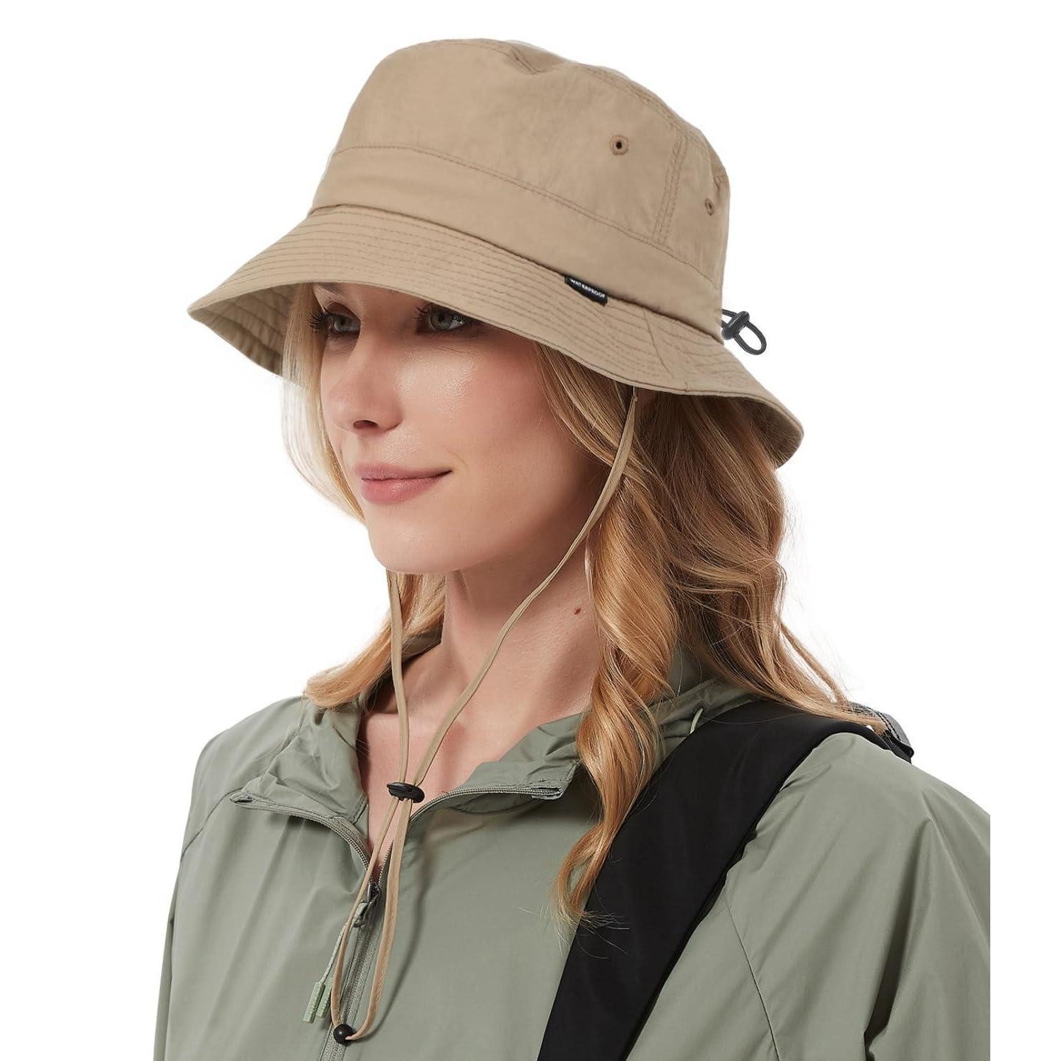 LuxusKollektion Regenhut Regenhut Damen Herren Eimerhut Sonnenhut UV UPF50 Einheitsgröße Khaki