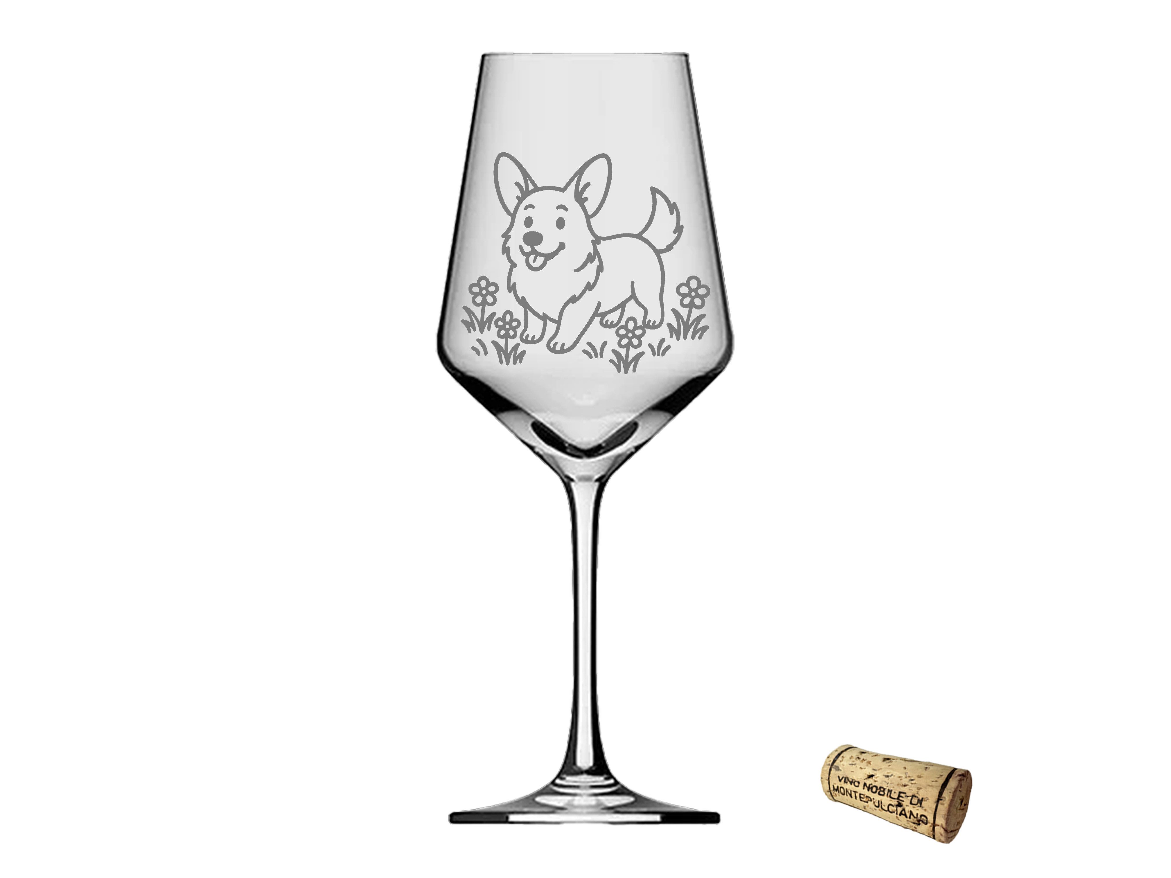 eXODA Weinglas Corgi Gravur spülmaschinenfest 350 ml charmantes Design, 1-tlg., Glas, Atemberaubende Darstellung