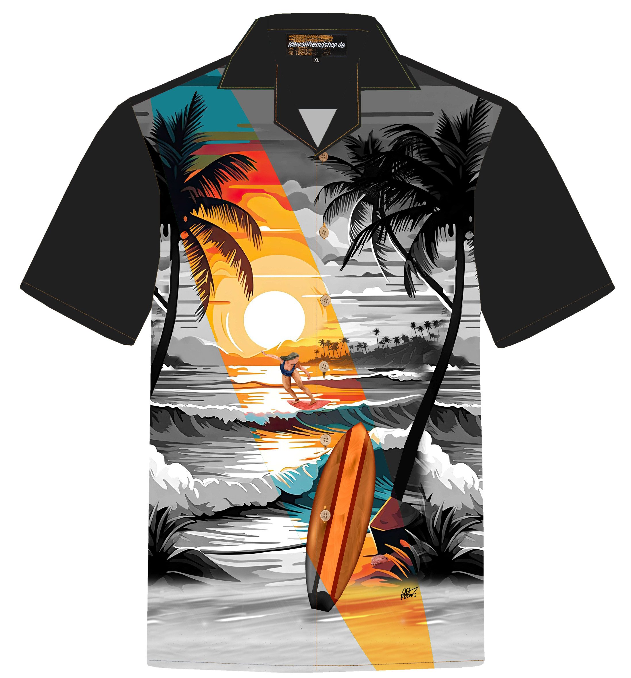 Hawaiihemdshop.de Hawaiihemd Hawaiihemdshop Hawaii Hemd Herren Baumwolle Kurzarm Strand Shirt