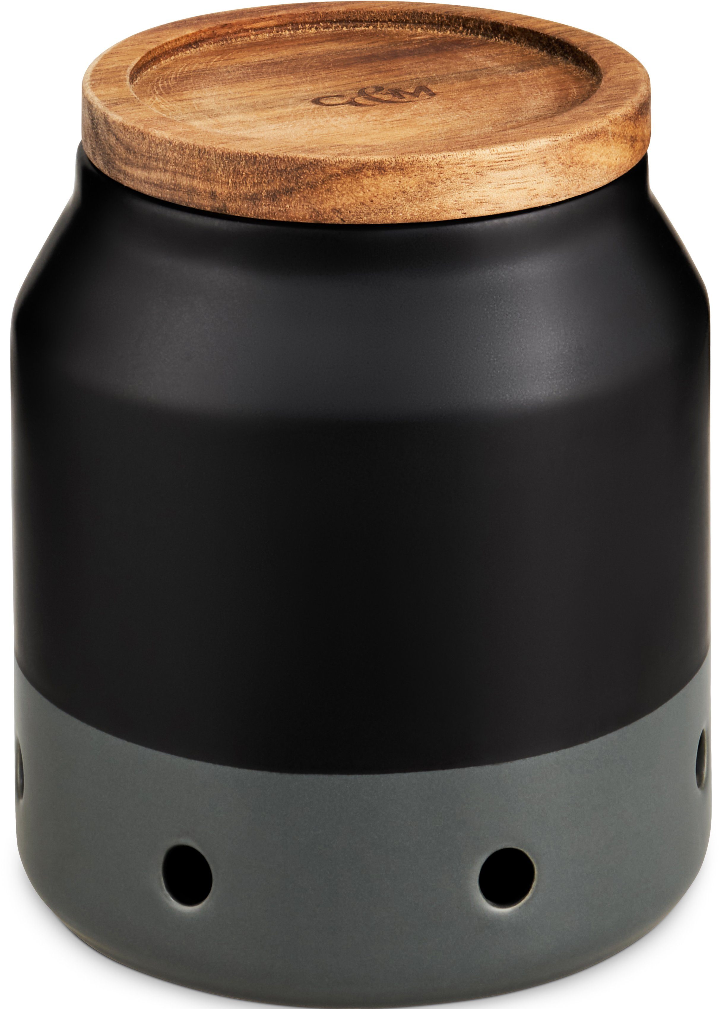 Cole & Mason Aufbewahrungssystem Elmdon, Keramik, (1-tlg), stylische Keramikaufbewahrung, Deckel aus Akazienholz